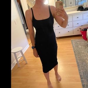 Dark navy blue bodycon midi dress size small